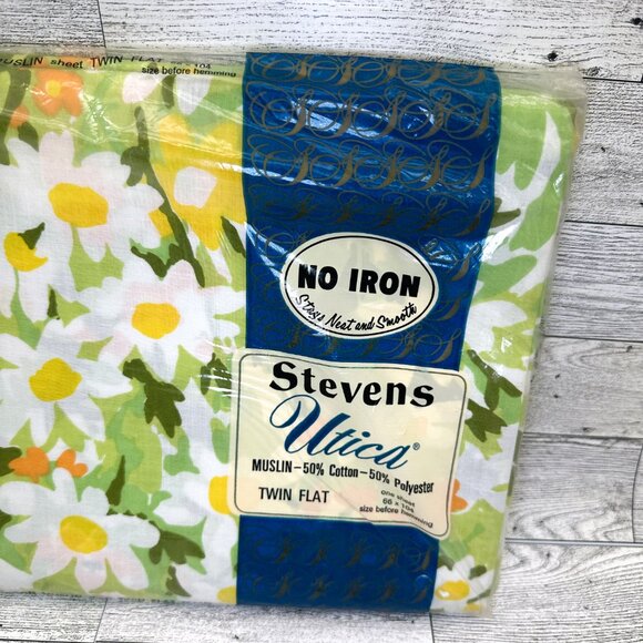 Brand New Stevens Utica No-Iron Muslin Floral Twin Flat Sheet, 39x76 Mattress - Picture 2 of 6
